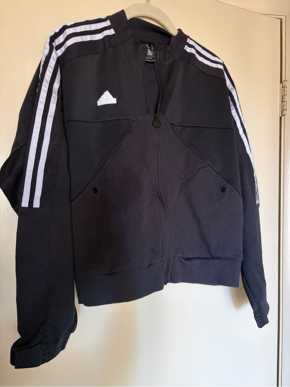 adidas Black Performance Track Jacket with White Stripes